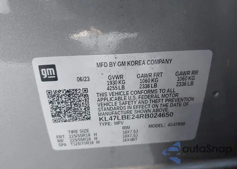 2024 Buick Envista Sport Touring Fwd from USA, damaged, VIN KL47LBE24RB024650